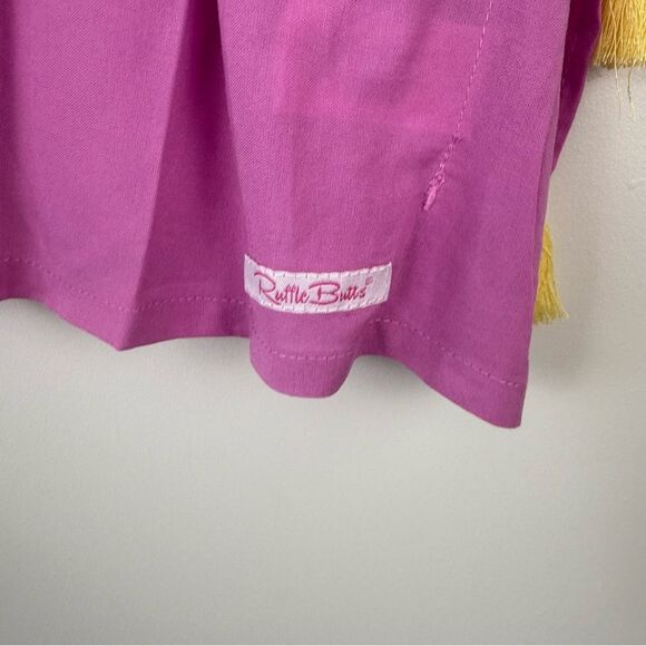 NWT RuffleButts Girls Woven Kaftan Pom Pom Poncho Swimsuit Cover-Up Size 6/7 - Picture 2 of 4